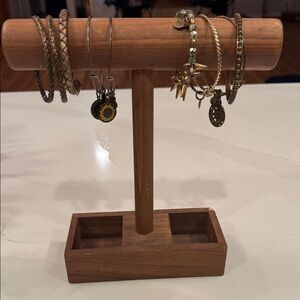 Wooden Jewelry Stand with Assorted Alex & Ani Bracelets